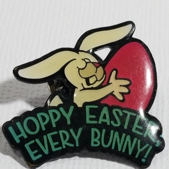 Hoppy Easter every bunny enamel pin  1" - Picture 3 of 5